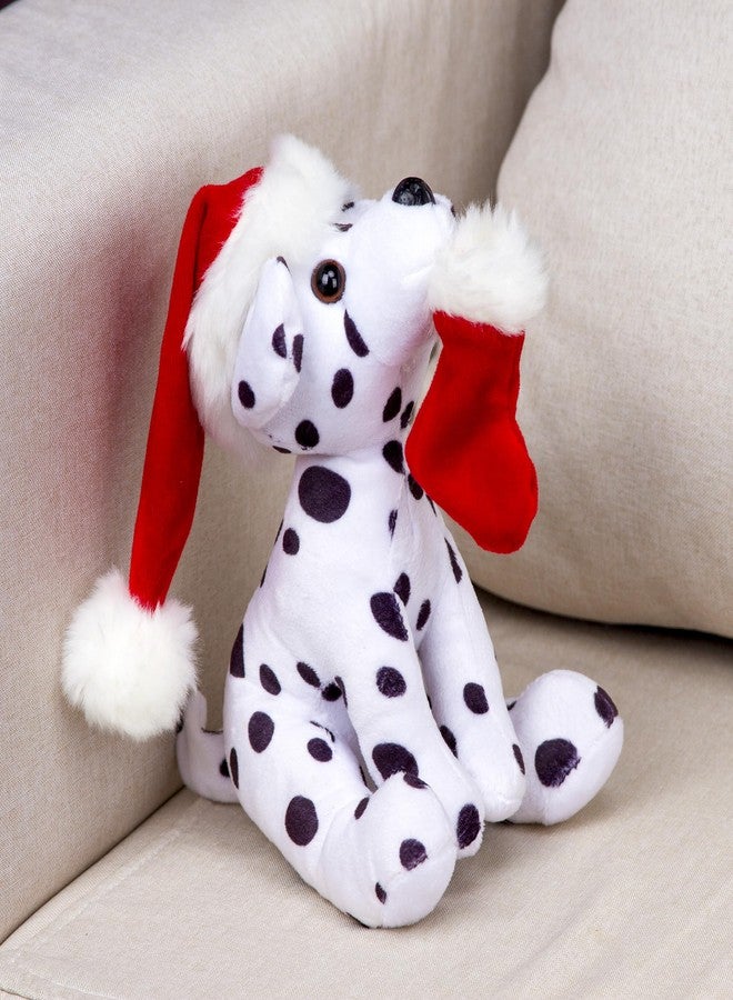 Plushland دمية كلب قطيفة من Plushland Xmas Pawpal مع قبعة سانتا، بحجم 8 بوصات، هدية مثالية للأطفال في يوم عيد الميلاد (دالميشن). - Image 4
